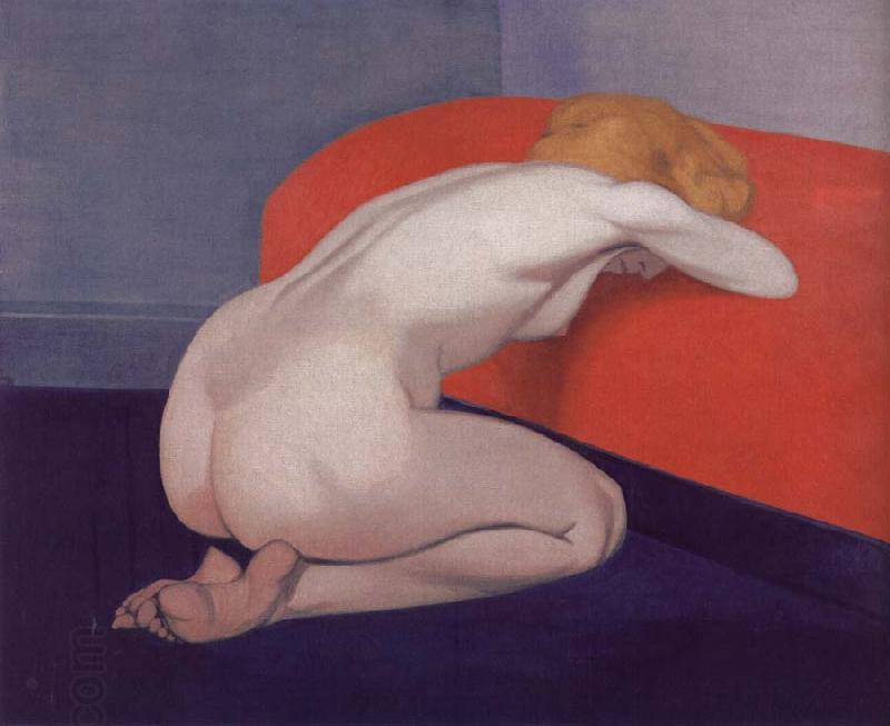 Felix Vallotton Nude Kneeling against a red sofa China oil painting art